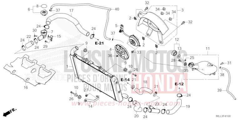 RADIATOR for CB1000F "Big One" GRAND PRIX RED (R380) from 2025